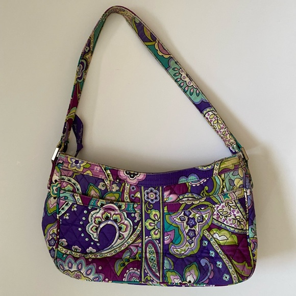 Vera Bradley Paisley Print Purse Zippered Closure Purple and Teal - Picture 2 of 16